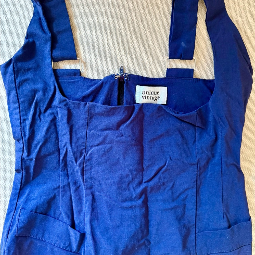 Unique Vintage Blue Bustier Bodysuit Fitted Dress